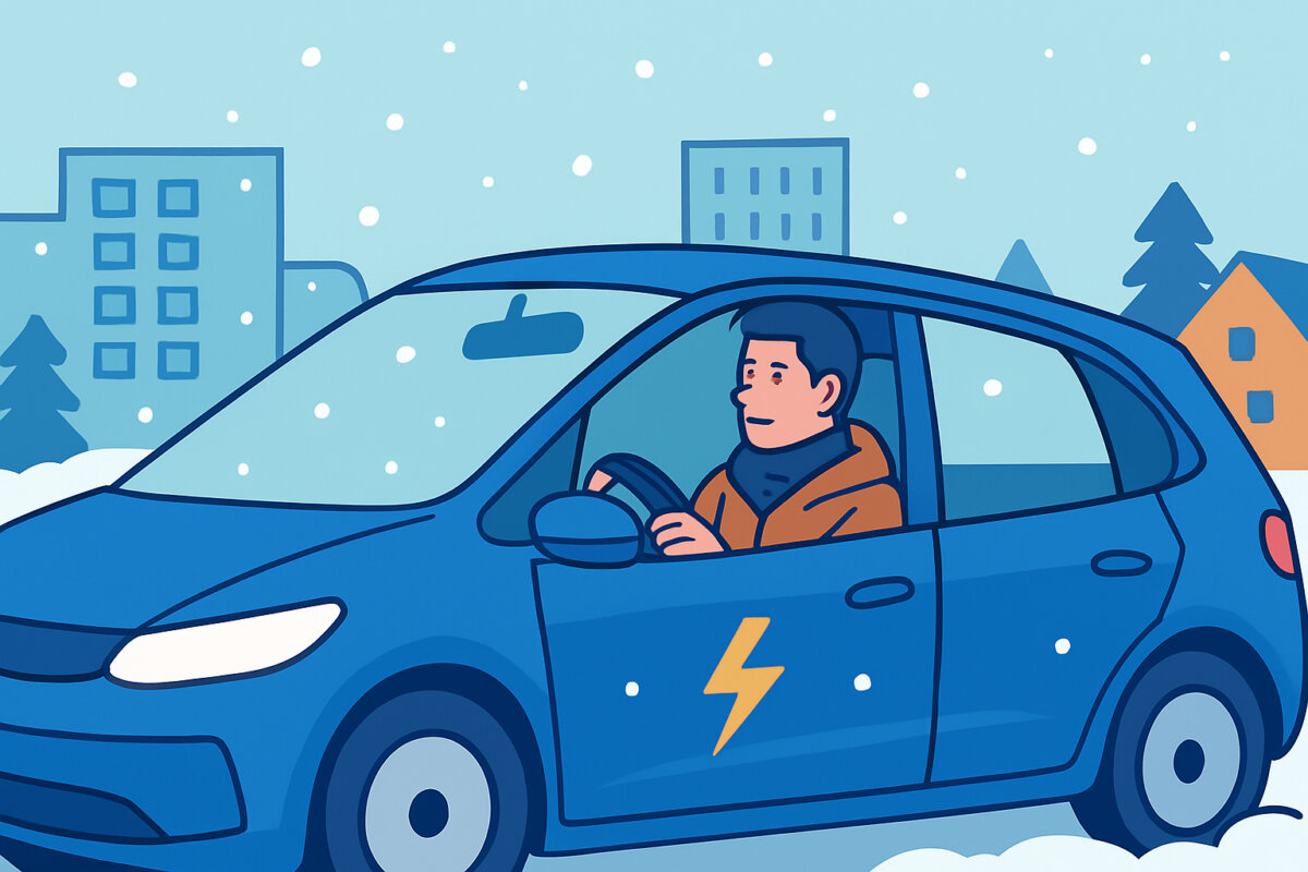 Toimintamatka vuokratussa sähköautossa talvella